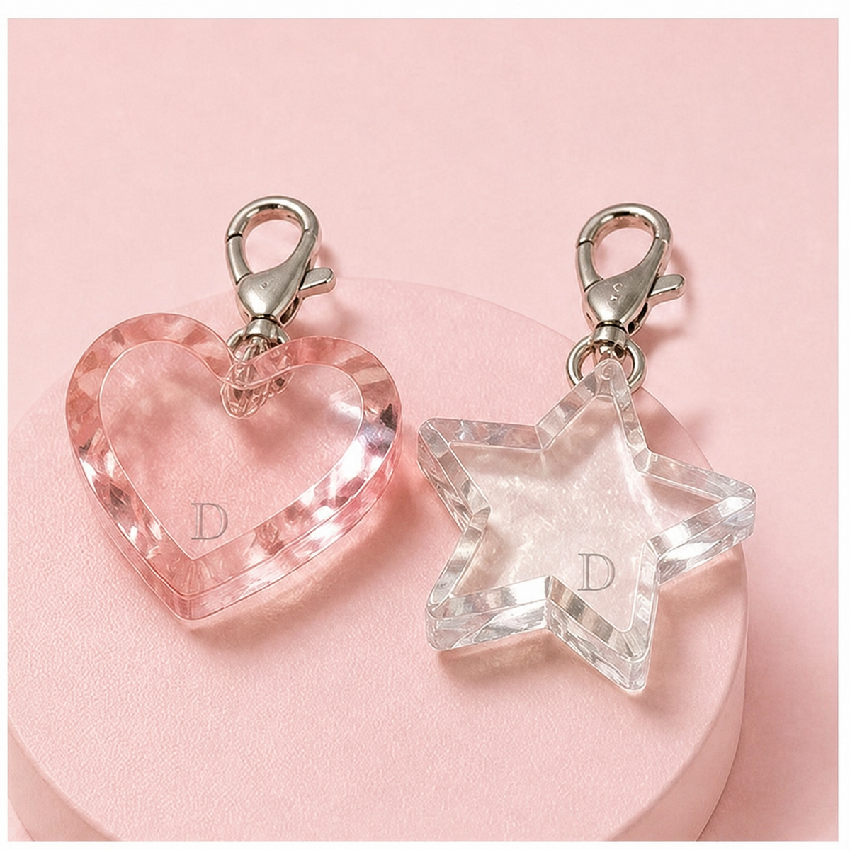 crystal heart star keyrings