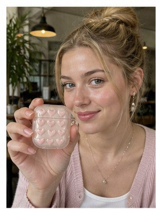 heart glow clear airpods case lifestyle image